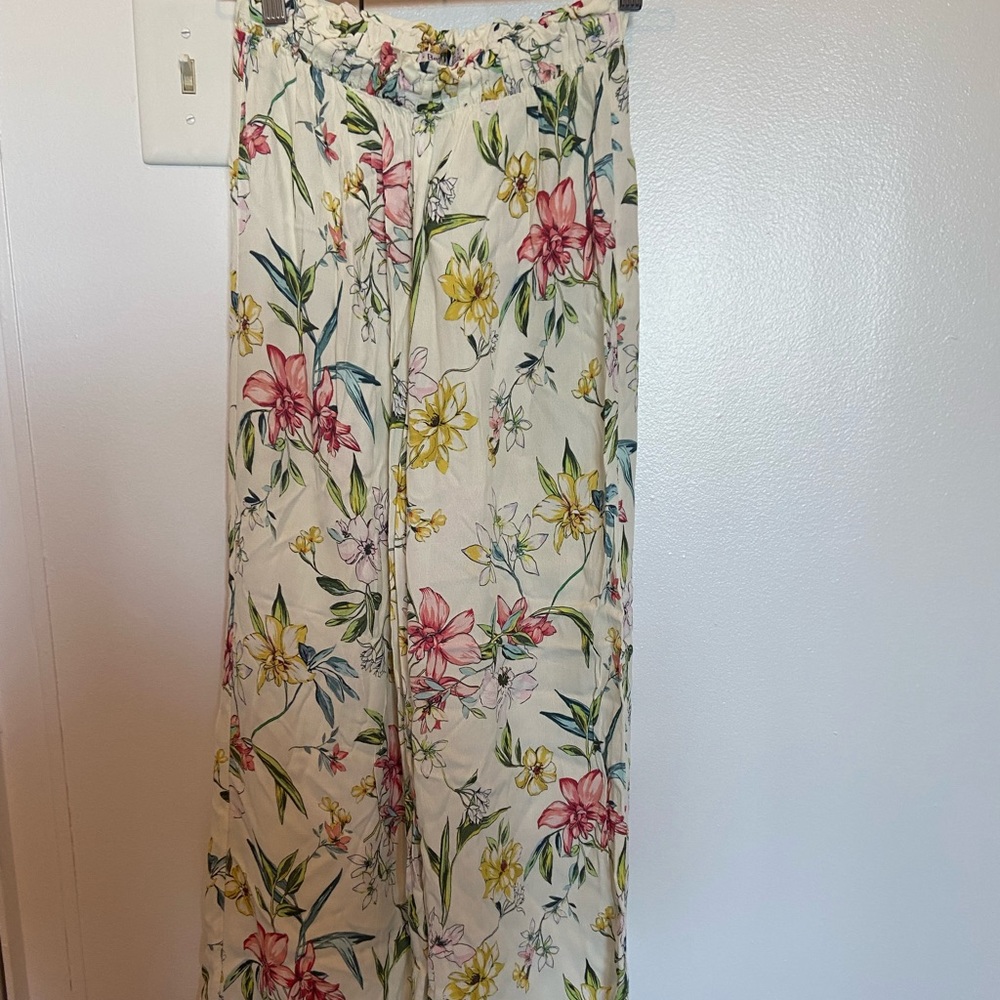 Floral high waist, wide leg pants